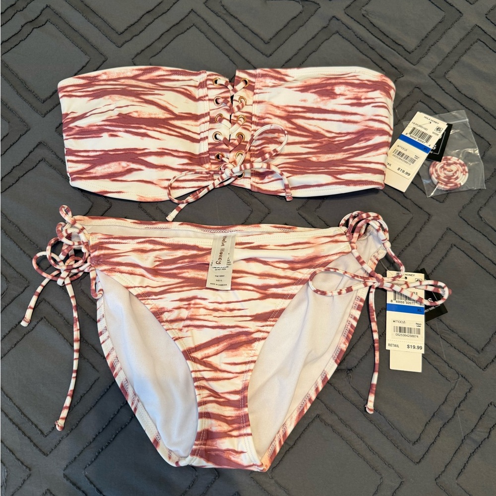 Brand New Pink and White Strapless Bikini Set